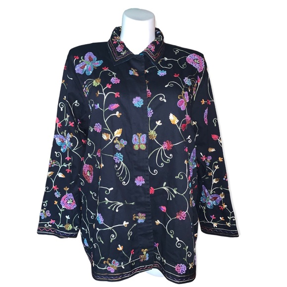 The Quacker Factory Sequins Shacket Button-Down Jacket, Size 1X - Picture 5 of 16